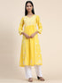 Hand embroidery Chikankari V Neck Anarkali Dress | Long Kurti in Cotton For Women